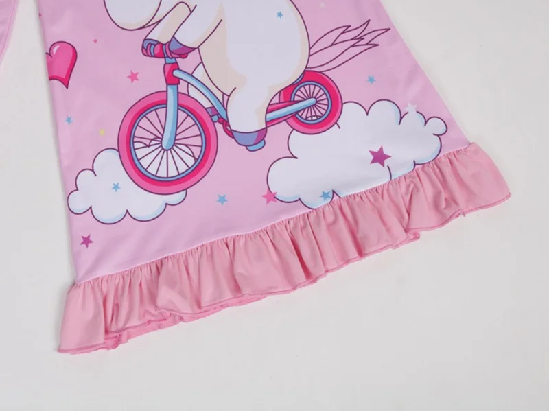 Girls Pink Unicorn Dress 2019 Kids One-Piece Dresses For Girl Long Sleeve Night Autumn Casual Clothes | Детская одежда и обувь