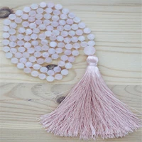 8mm rose quartz gemstone 108 beads mala tassel necklace spiritua classic wristband meditation japa prayer yoga