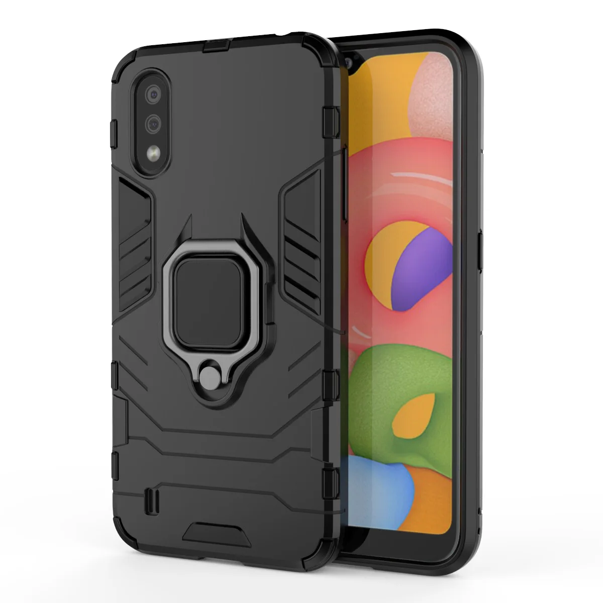 

Ring Holder Case For Samsung Galaxy A01 Core A02 A02S Armor Shockproof Hard PC Soft TPU Hybrid Rugged Back Cover