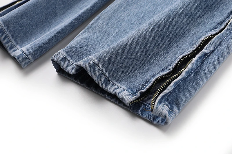 

[EAM] High Waist Blue Denim Wide Leg Slit Long Trousers New Loose Fit Pants Women Fashion Tide Spring Autumn 2021 1DD5848