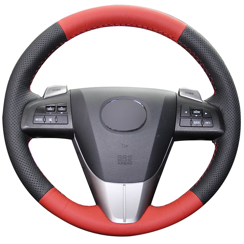 

Black Red Blue Natural Leather Car Steering Wheel Cover for Mazda 3 Axela 2008-2013 Mazda CX-7 CX7 2010-2016 Mazda 5 2011-2013