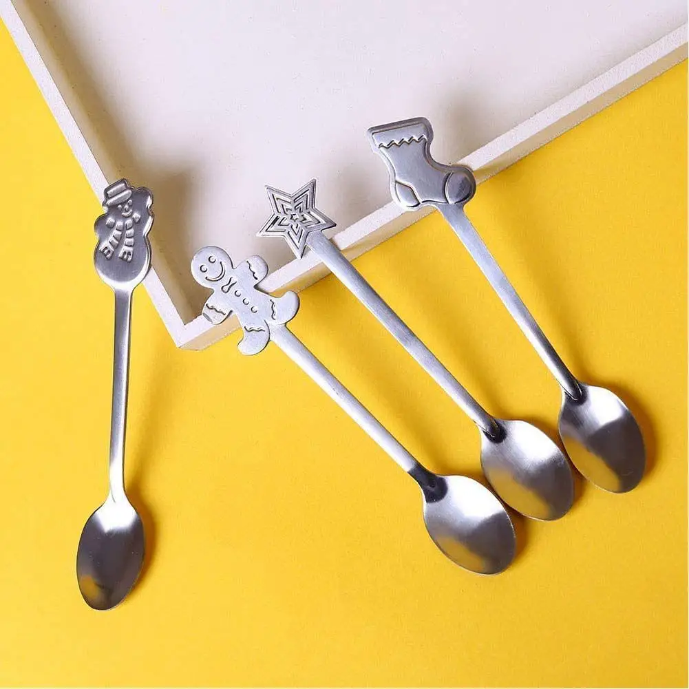 

Xmas Coffee Spoons Dessert Spoon Tableware Gifts Christmas Decorations for Home Kitchen Accessories New Year 2022