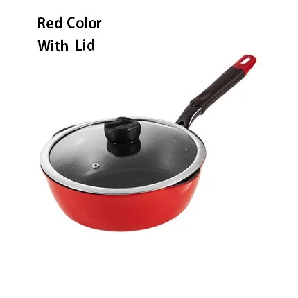 Red With Lid 20/24/26/28CM Skillets Aluminium Alloy Non-stick Frying Pan Long Handle Saucepan Maifan Stone Stockpot Cooking Soup Pot Cookware - Цвет: Red With Lid
