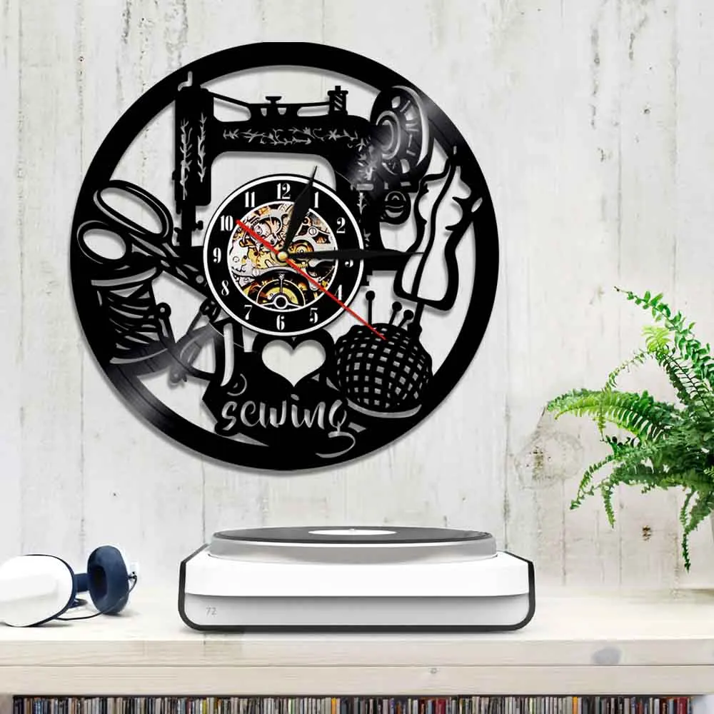 Настенный декор для квилтинга виниловые настенные часы I Love швейная машина 3D