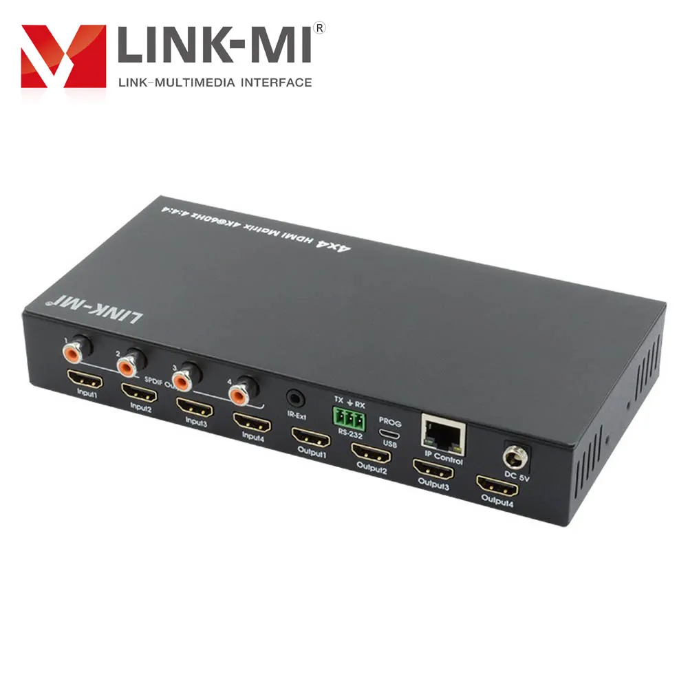 Фото LINK-MI 4x4 HDMI матрица поддерживает 4K @ 60 Гц YUV4:4:4, 18 Гбит/с, HDR HDMI2.0 и HDCP 2,2 3D с SPDIF аудио интерфейсом №4