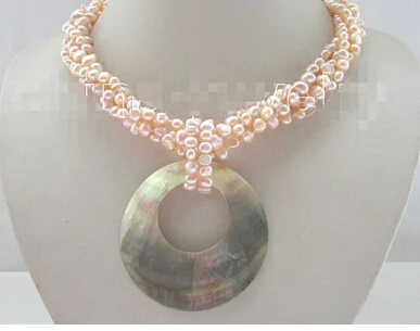 

18" 4row 6mm pink baroque freshwater pearl necklace Factory Wholesale price Women Giftword Jewelry