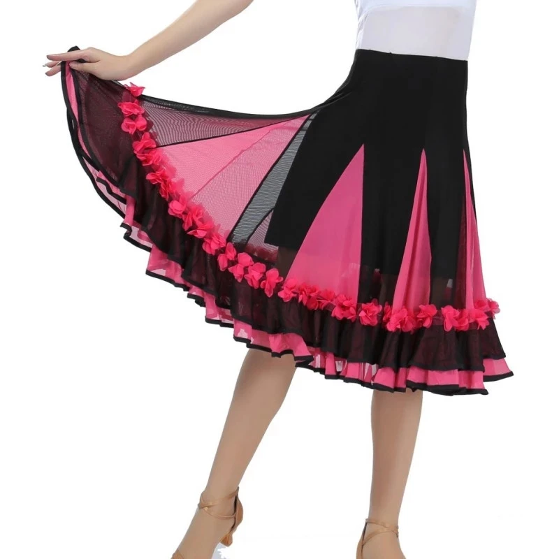 

2021 Flamenco skirts for women's Ballroom practice adult modern Standard Waltz Party Smooth Long Dance Skirt competition