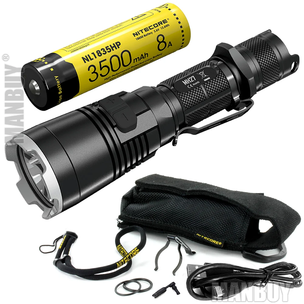 SALE NITECORE MH27 with 18650 Battery Rechargeable Flashlight CREE XP-L HI V3 1000LM RGB LED High Bright EDC Torch Free Shipping | Лампы и