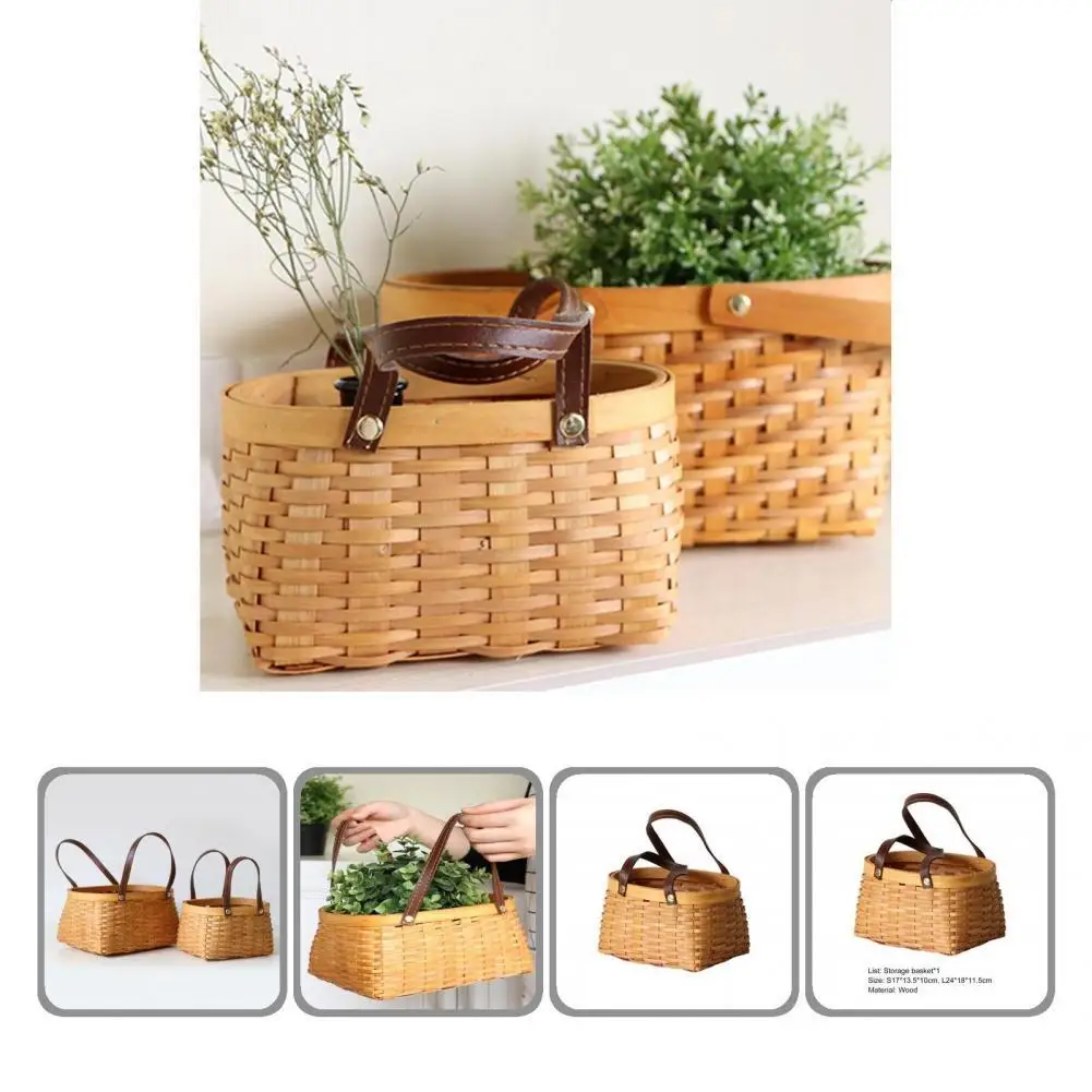 

Wooden Basket Good Clothes Sundries Organizer Wicker Basket Eye-catching Natural Storage Basket