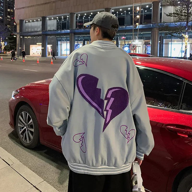 

Love Embroidered Baseball Suit Men's American Jacket Design Sense Retro Couple Jacket Women