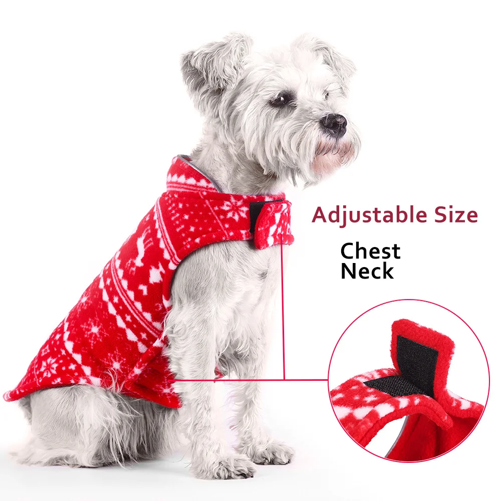 

Christmas Pet Dog Clothes for Small Medium Large Dogs 2 Layers Reversible Fleece Winter Warm Big Dog Jackets French Bulldog Coat