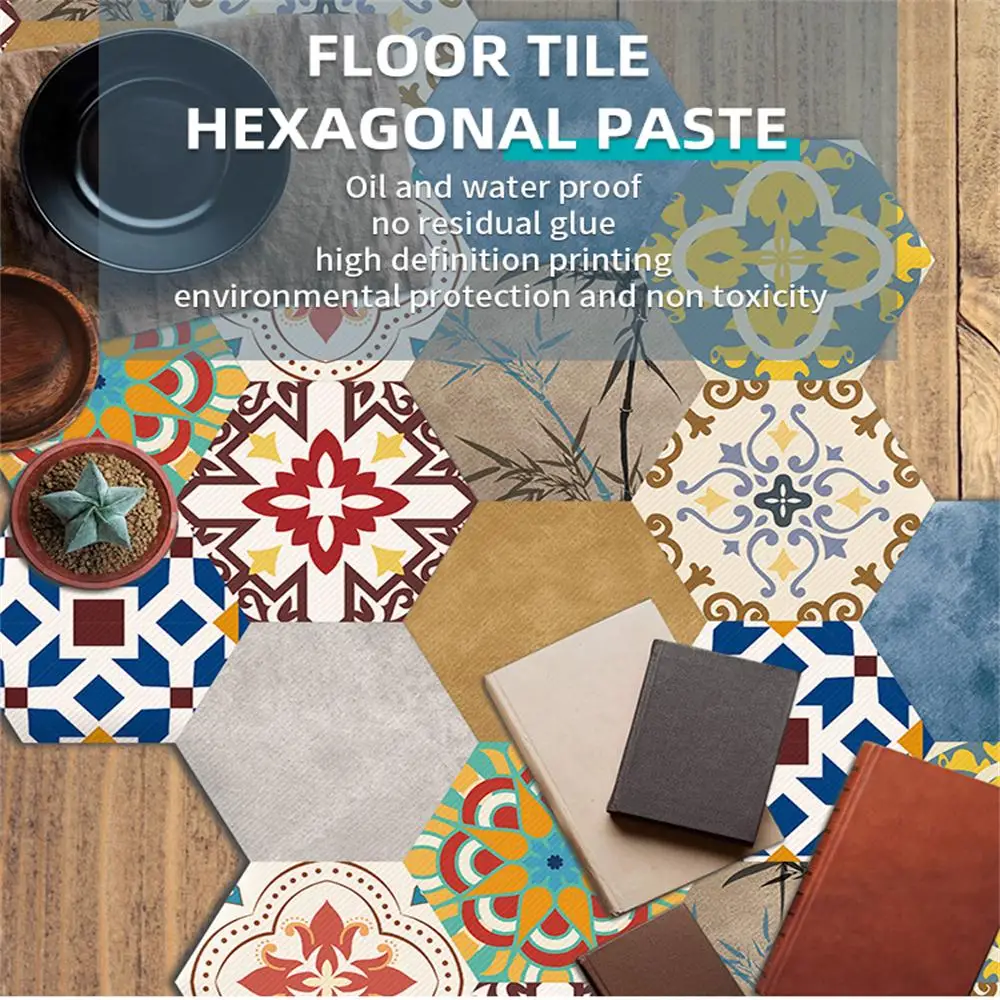 Мраморные креативные шестигранные Саржевые обои Нескользящая Шестигранная