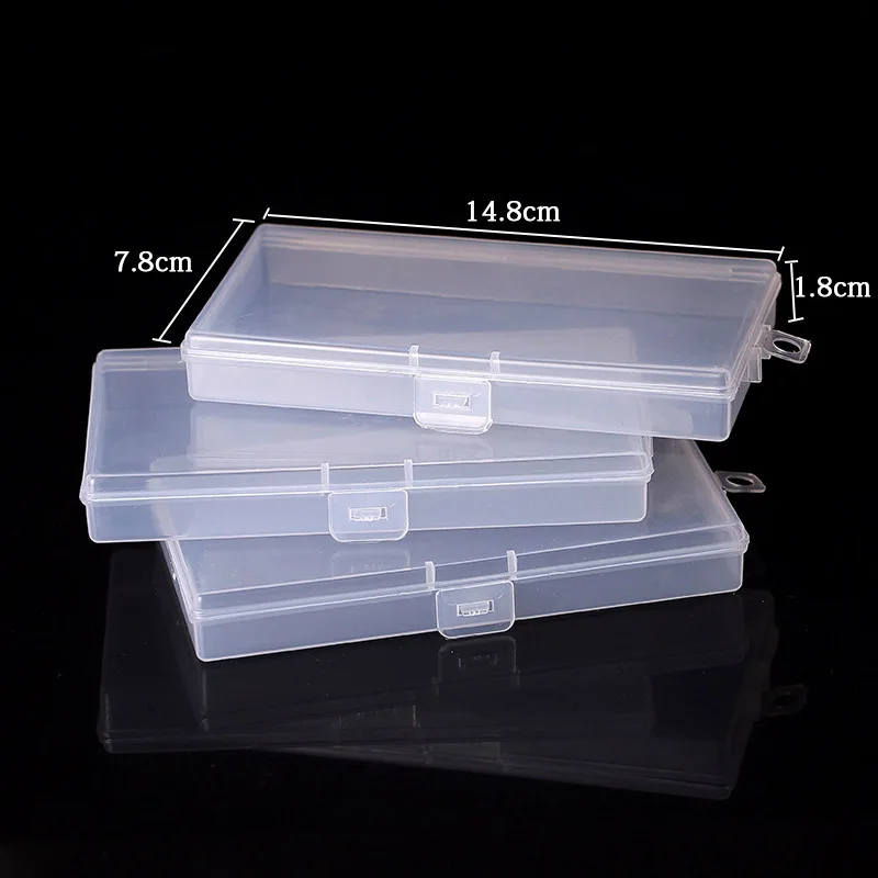 

3*Transparent PP DIY Rectangle Storage Box Jewelry Screw Holder Case Organizer 2021NEW 14.8*7.8*1.8cm Plastic Storage Boxes