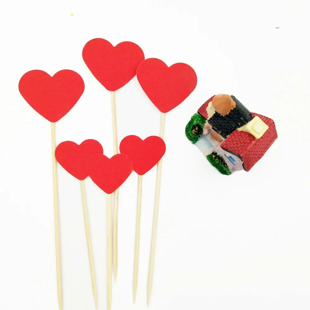6 штук пакет в форме красного сердца свадебный торт зубочистка Топпер украшения