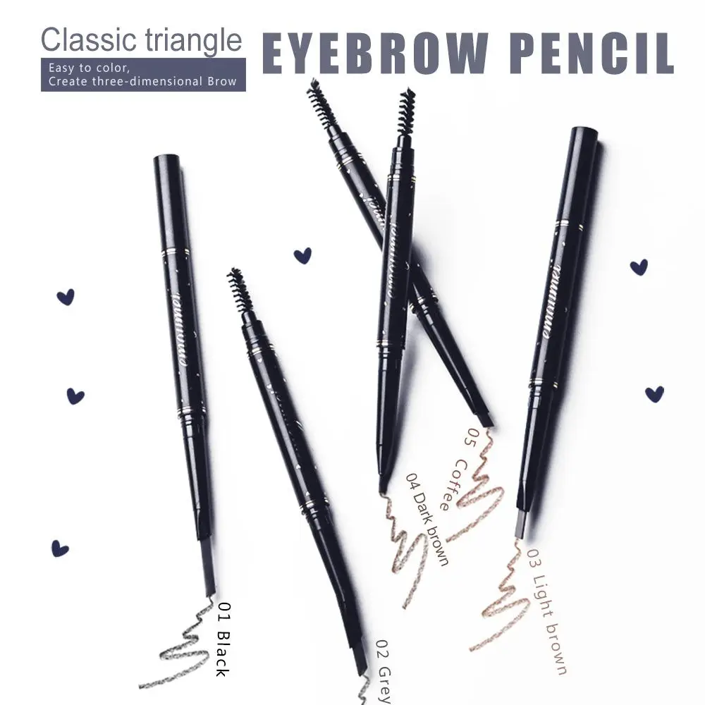 

Beauty With Brush Waterproof Makeup Tool 2-in-1 Double Head Eye Brow Pen Fine Eyebrow Pencil