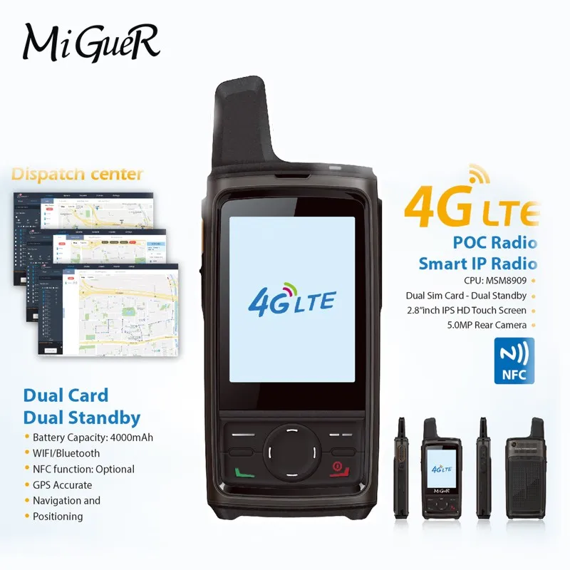 MiGueR T8 сетевая рация Android 6,0 Двойная карта 4G LTE FDD gps позиционирование с помощью NFC 5.0MP задняя камера рация