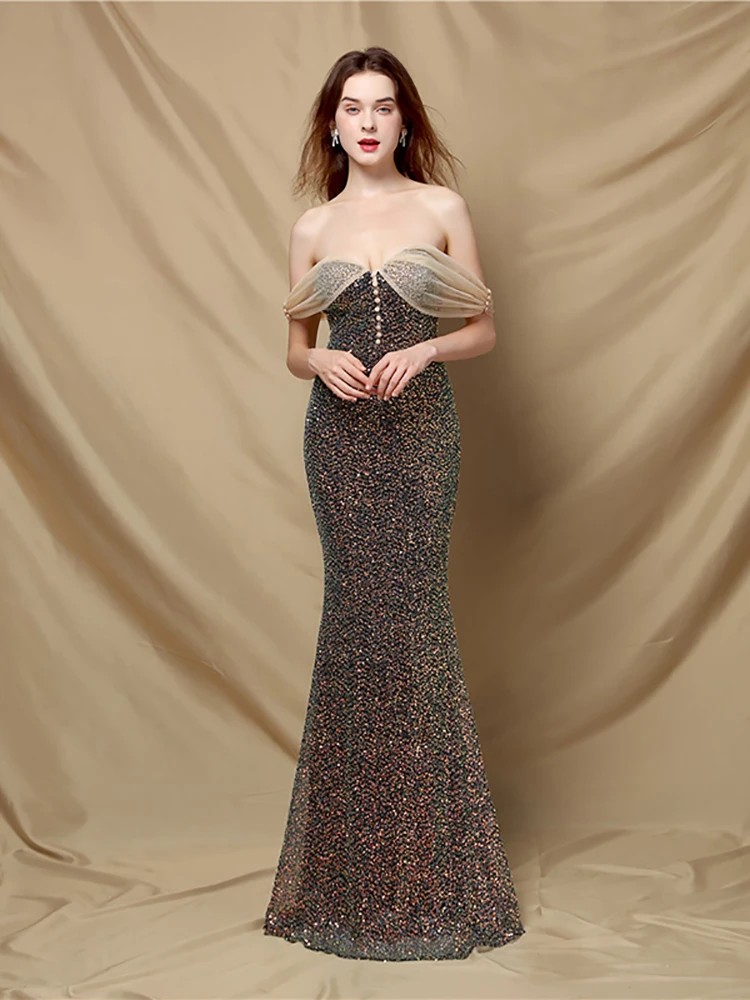 

Luxury Beaded Crystal Evening Dresses 2021 Sexy Sheer Neck Lavender Mermaid Formal Prom Gowns for Women Sleeveless