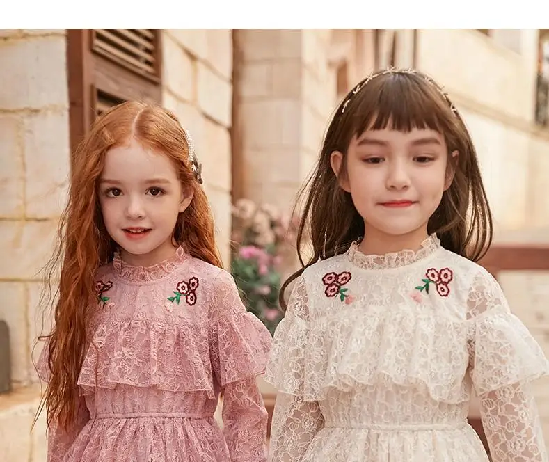 Платье для больших девочек весенняя одежда 2020 детское многослойное кружевное