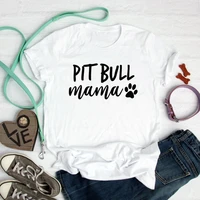 pitbull mama paw print t shirt polyester funny graphic pittie mama tshirt summer dog mom gift for women tx5270