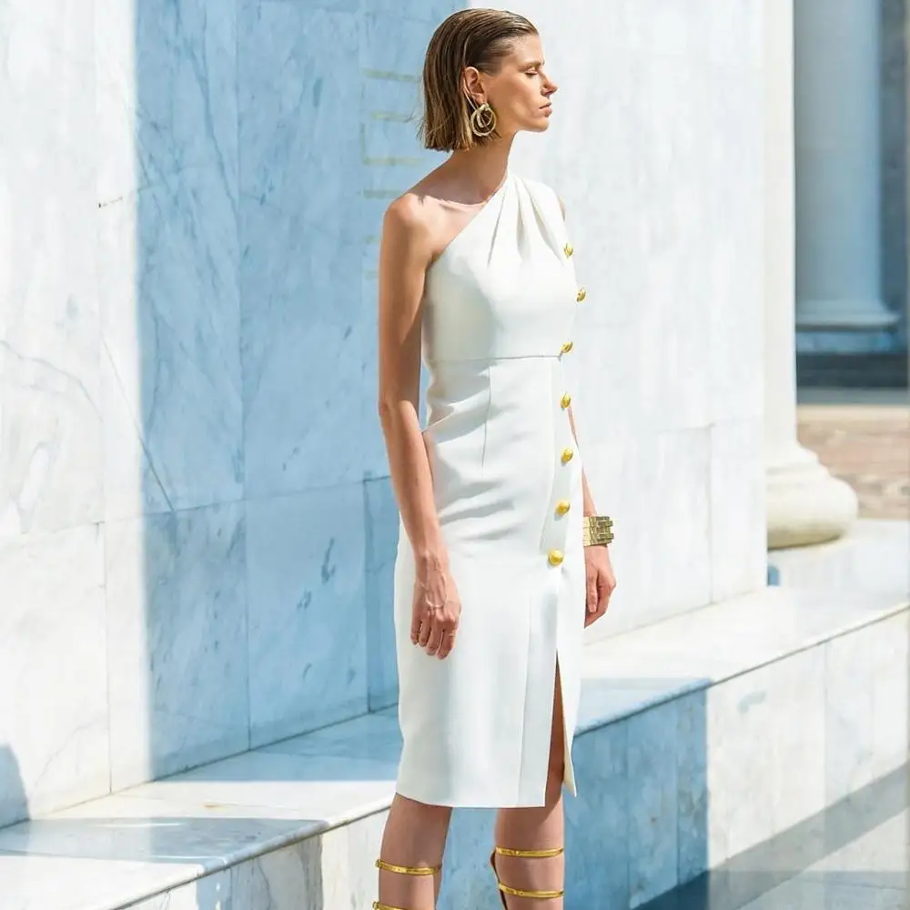 Женские вечерние платья на одно плечо без рукавов для ночного клуба лето-осень