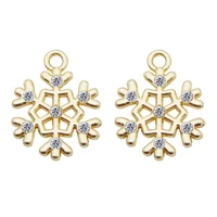 julie wang 6pcs golden snowflake charms rhinestone zinc alloy christmas pendant bracelet earrings jewelry making accessory