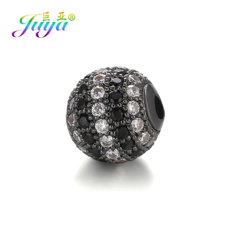 10mmMetal BlackBlack Juya DIY ювелирные изделия металлические бусины микро паве циркон 10 мм Starburst круглый шар бусины для женщин мужские украшения из бисера Изготовление - Цвет: 10mmMetal BlackBlack