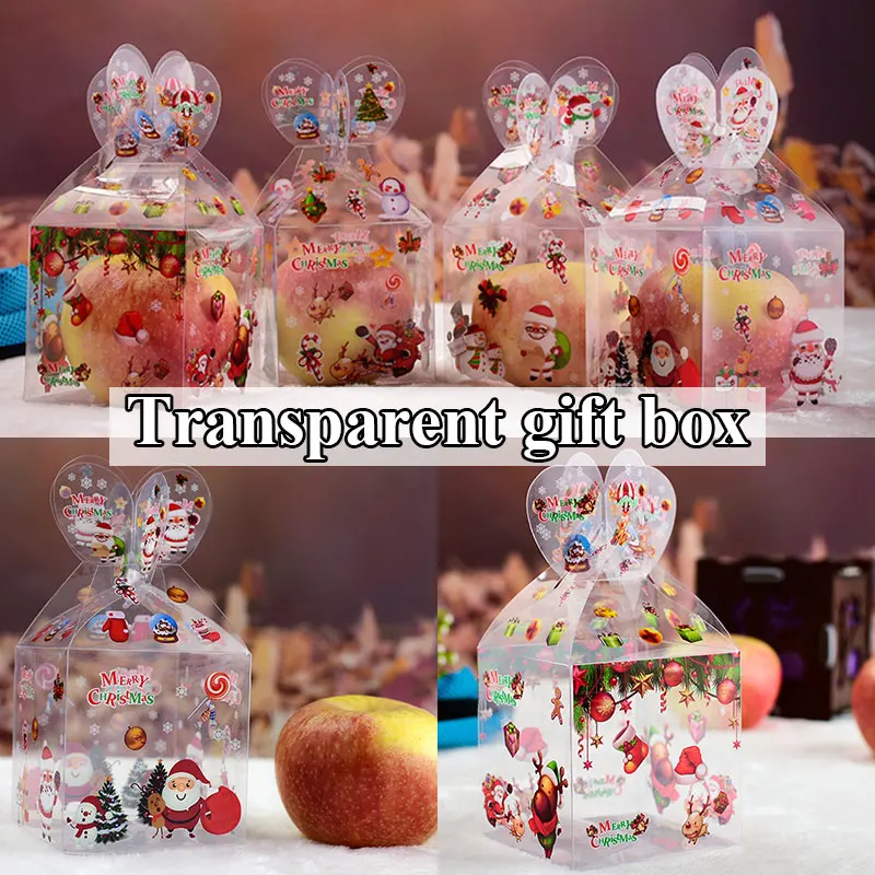 

Creative Transparent Gift Apple Boxes Cute Christmas Printing Candy Packaging Boxes Fashionable Popular Festival Supplies