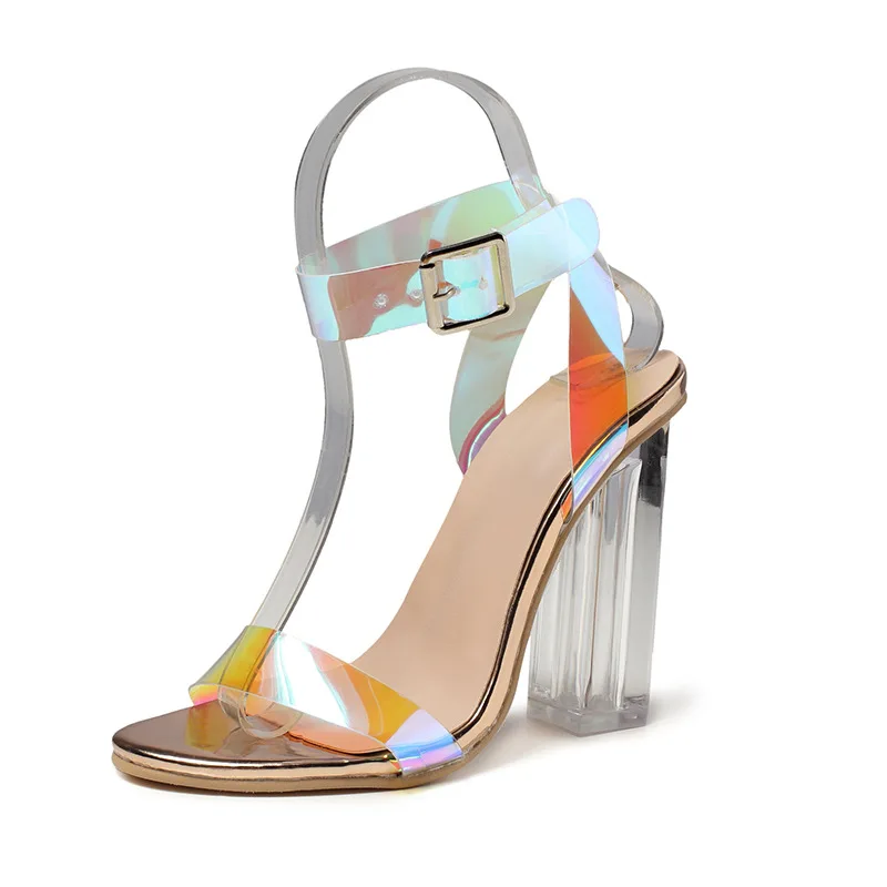 

selling large size sandals with one button high heel sandals for women