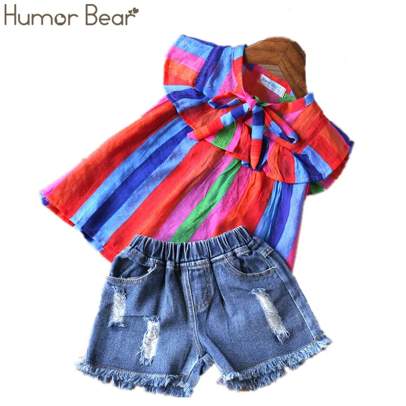 blue BL1175B Humor Bear/ комплекты детской одежды для маленьких девочек модная повседневная Милая шифоновая жемчужная майка без рукавов+ штаны, костюм Одежда для девочек - Цвет: blue BL1175B