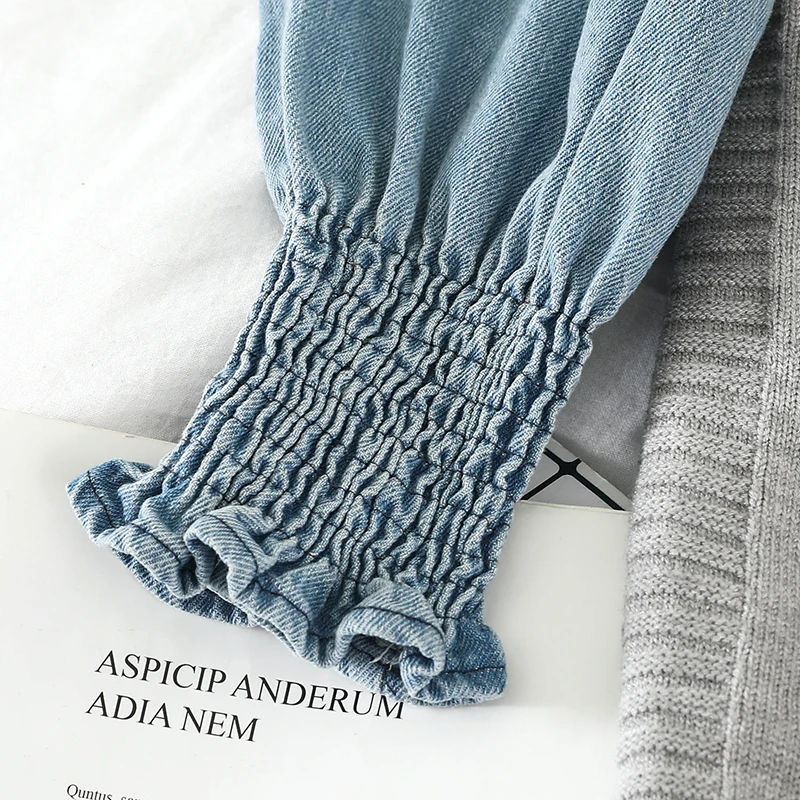 2019 Новая модная женская одежда зимняя джинсовая рубашка + трикотажное платье из