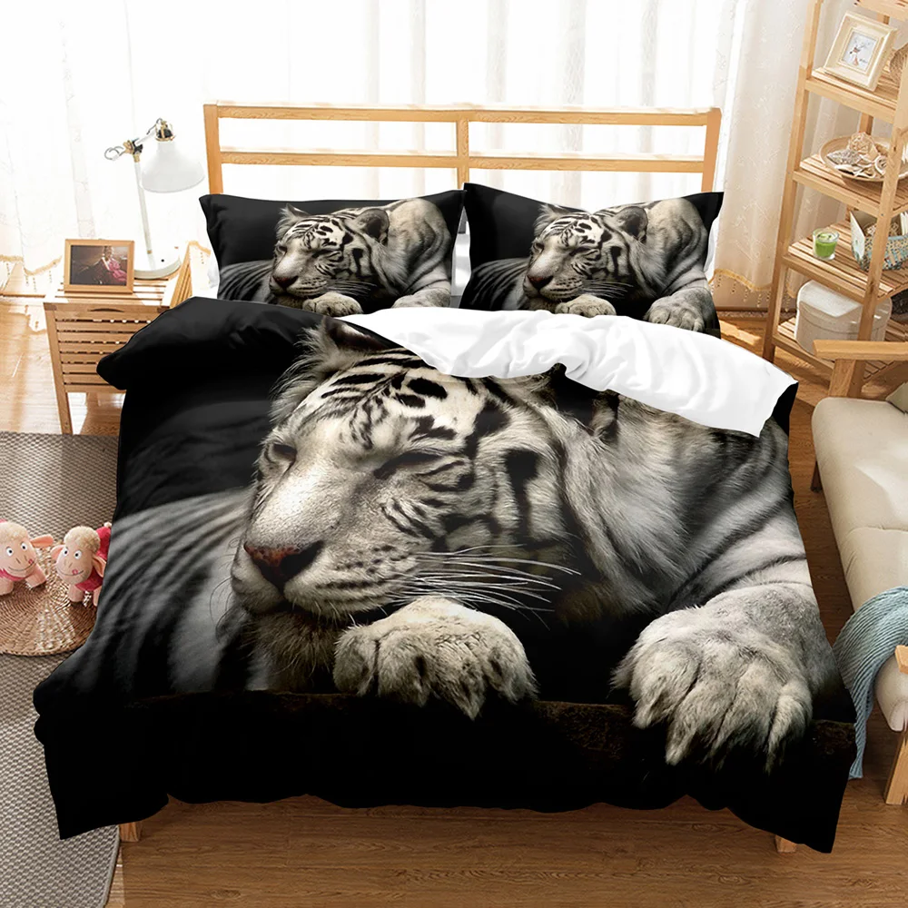 

Tiger King of Animals Bedding Set Design Animal Duvet Cover Pillow Case King Size Double Bed Single Tiger Sheet