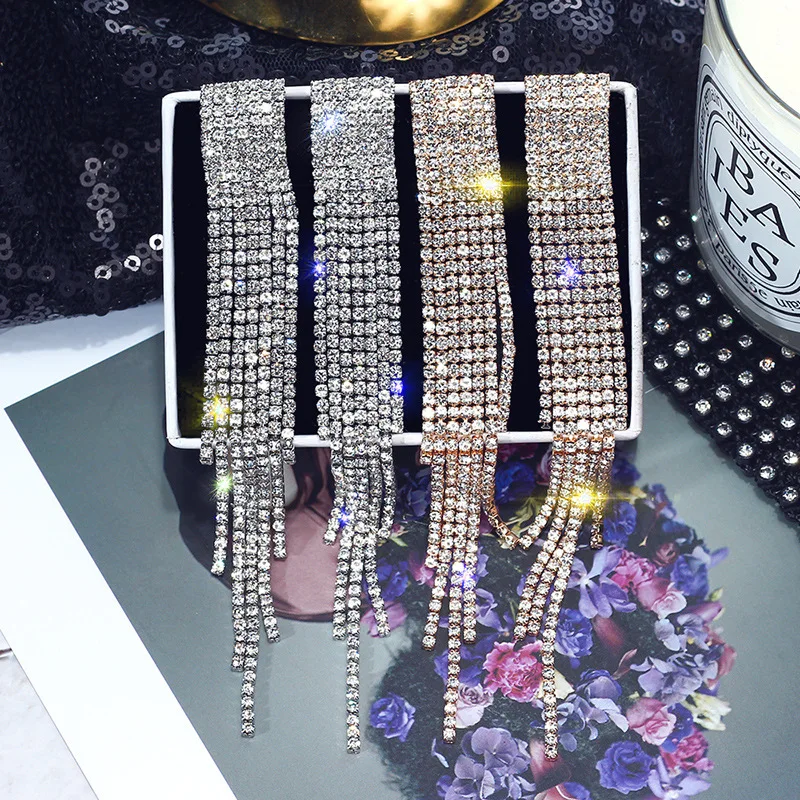 Модные преувеличенный класса люкс с длинной бахромой серьги для женщин и девочек