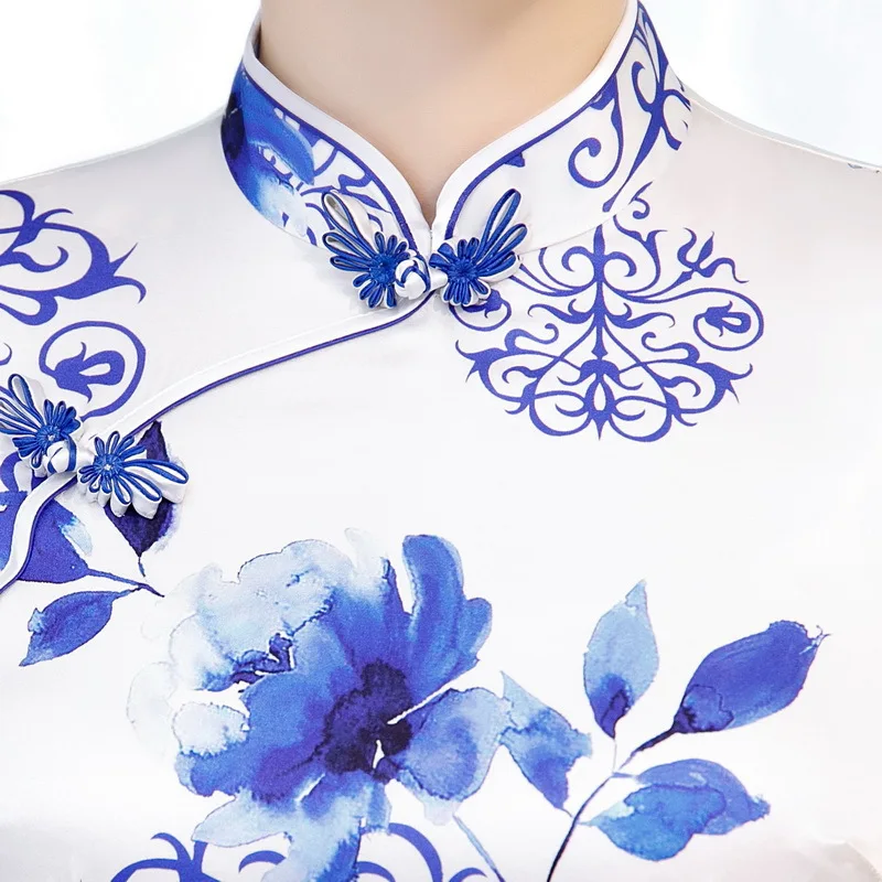 Весна лето 2020 новое шелковое платье Ципао с коротким рукавом в китайском стиле