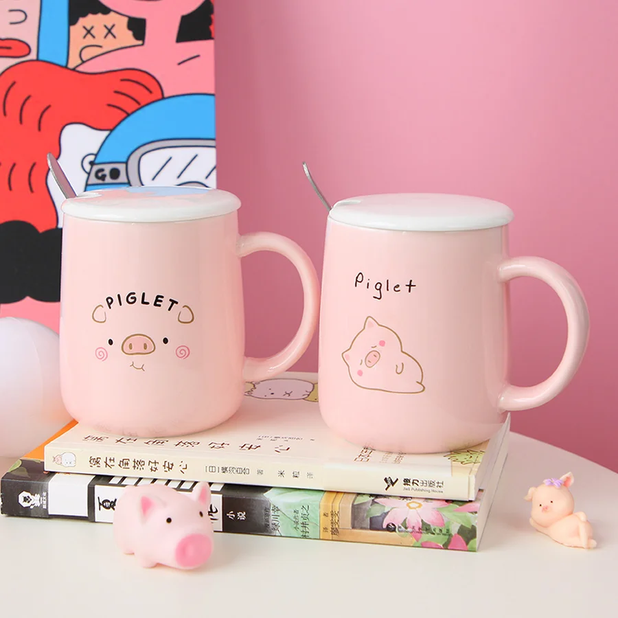 Милая мультяшная кофейная молочная кружка с кроликом большая ложка крышкой
