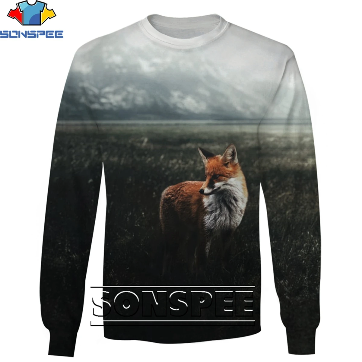 

SONSPEE 3D Animal Fox Casual Loose Round Neck Sweater Shirt Men/women Cute Fashion Trend Street Personality Harajuku Style