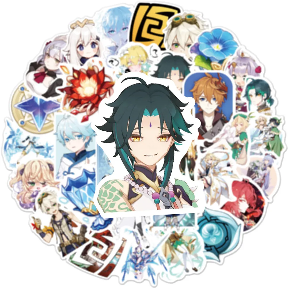 103050pcs genshin impact character stickers open world game sticker xiao gongzi ganyu graffiti sticker for laptop guitar phone free global shipping