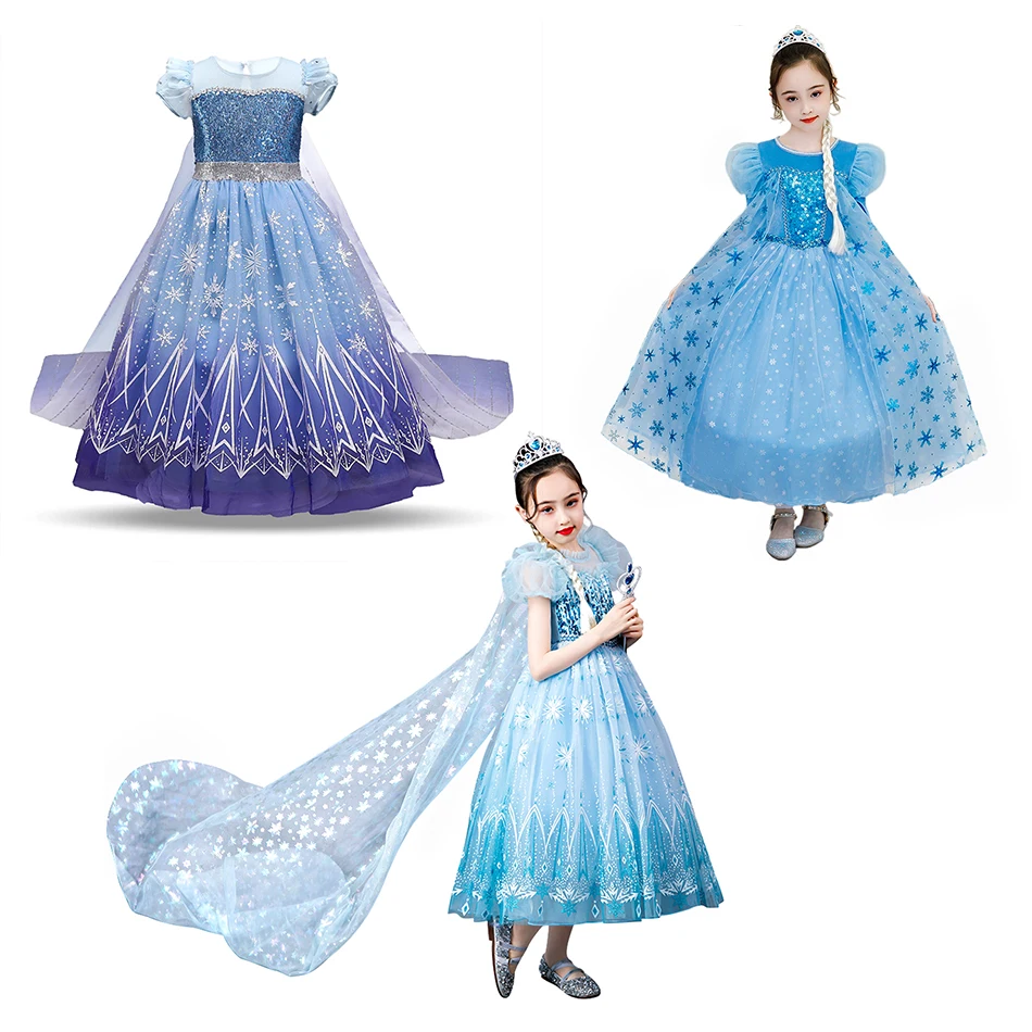 

Disney Frozen Costume Elsa Princess Girl Dress Halloween Costume For Kids Girls Party Cosplay Dress Baby Girls Halloween Costume
