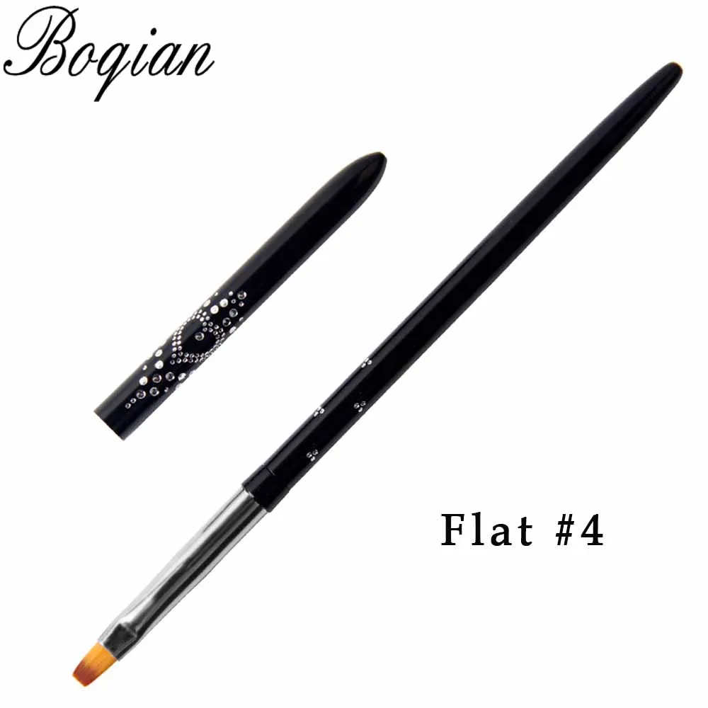 flat size 4 BQAN#4#6#8#10 УФ-гель для дизайна ногтей лак Краски кисть для ногтей, деревянная ручка, вышитые цветы, инструменты для маникюра - Цвет: flat size 4