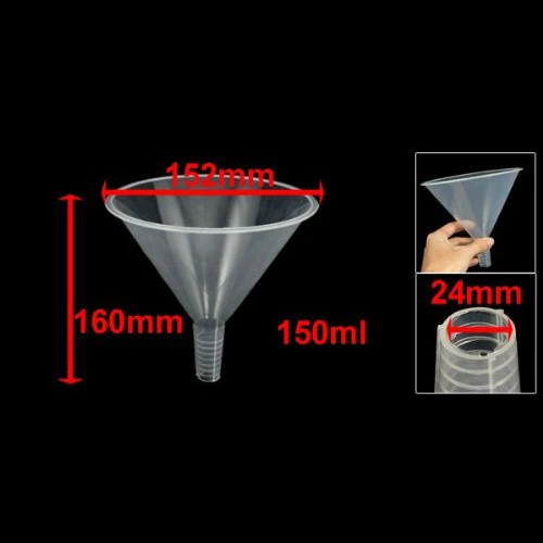 

150ml 5 31/32" Mouth Dia Laboratory Clear White Plastic Filter Funnel
