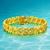 gold bracelet stamp plating 24k gold men jewelry trendy 11mm 20cm cuban chain bracelets for men wholesale