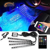 led car interior atmosphere foot light ambient lamp with usb wireless remote music control multiple modes decorative lights