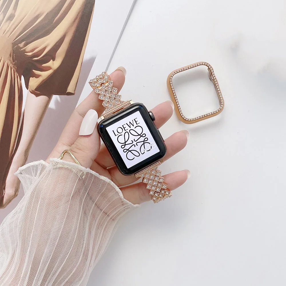 Ремешок для часов Apple Watch Band Bling металлический браслет iWatch SE Series 6 5 4 3 38 мм 40 42 44 |