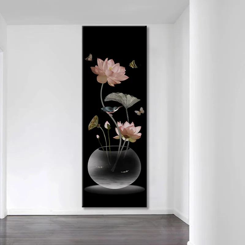 

Vase Flower Arrangement Lotus Art Canvas Painting Modern Creative Poster Print Home Decor for Bedroom Decoration