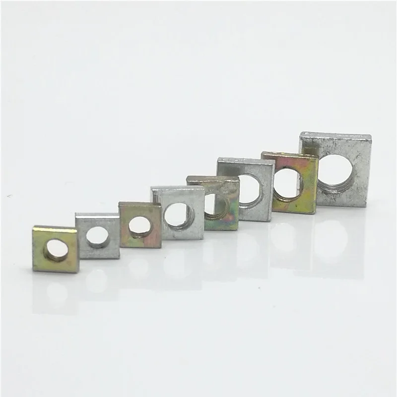 

50Pcs thin square nut DIN562 M3 M4 M5 M6 Color Zinc Plated Square Nuts