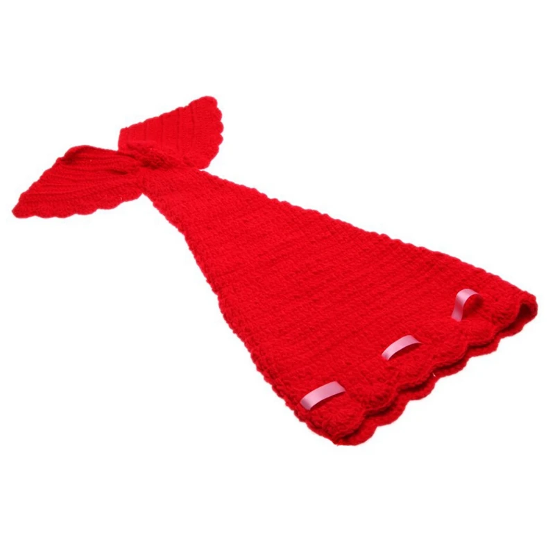 Baby Photo Props Infant Mermaid Red Crochet Knitting Costume Soft Adorable Clothes Photography for 0-6 Month Newborn |