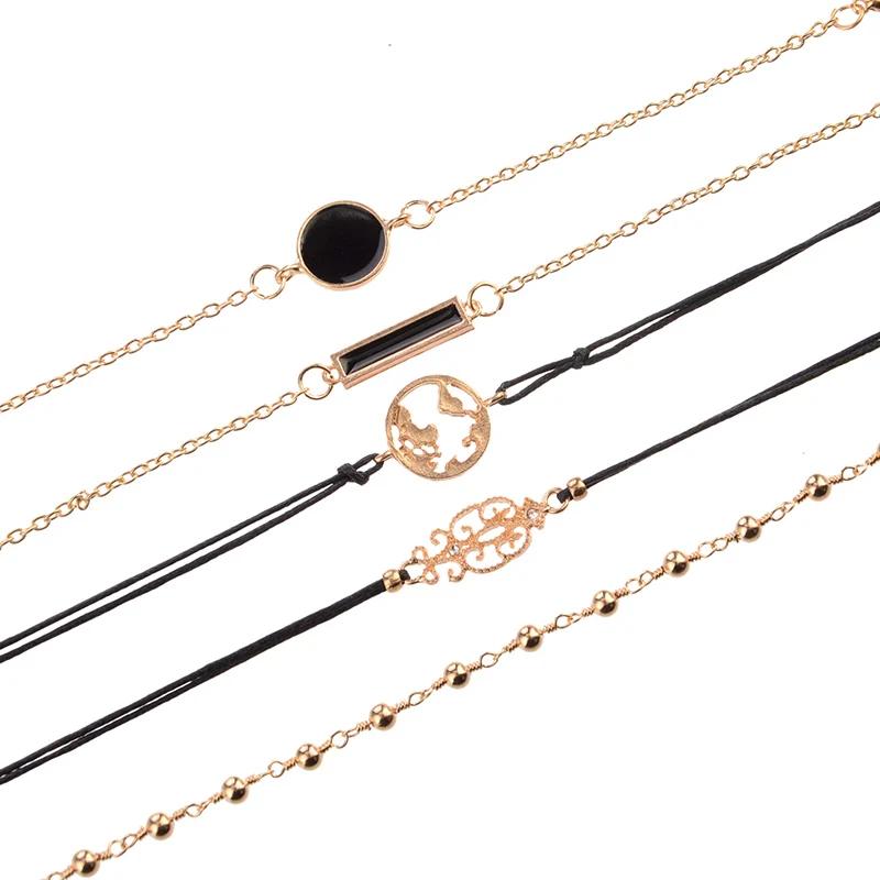 5 шт./компл. новые модные черные браслеты наборы карт мира круглые квадратные