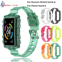 silicone watch straps for huawei watch band 6 transparent watchband sport replacement bracelet for honor band 6 protector case
