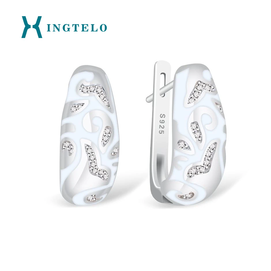 

XINGTELO 925 Sterling Silver Stud Earrings Women's Silver Jewelry Inlaid with White Cubic Zirconia Classic Wedding Earrings