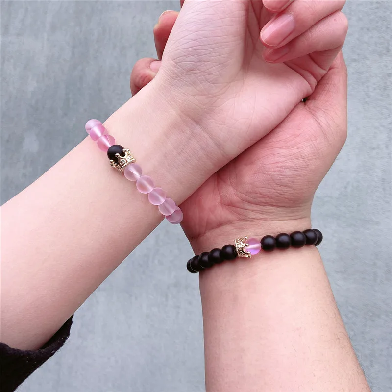 

Couple Bracelet Moonstone Stone Beads Bracelets For Women Men Healing Reiki Shining Handmade Meditation Exquisite Jewelry Love