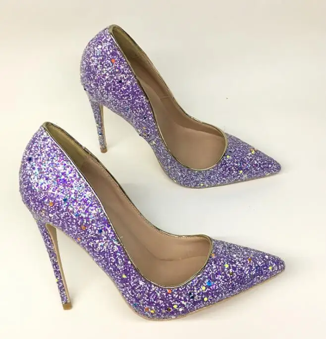 

Moraima Snc Woman High Heel Shoes Sexy Pointed Toe Glitter Embellished Party Wedding Heels 12CM Thin heels Shallow Pumps